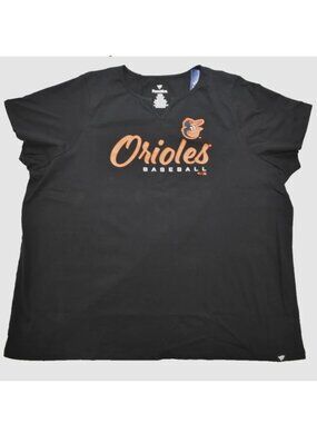 Fanatics Womens Plus Size MLB Baltimore Orioles Black V-Neck Shirt New 4X
